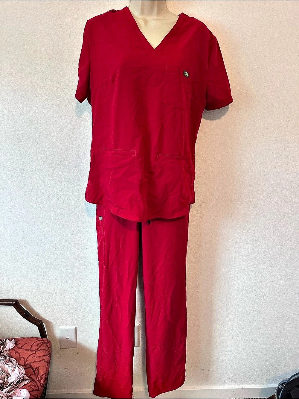 Red Scrub Set Size Small